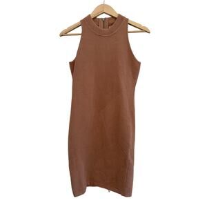 Rebecca Minkoff Knit Sleeveless Mini Dress Womens Medium Brown Boho Chic